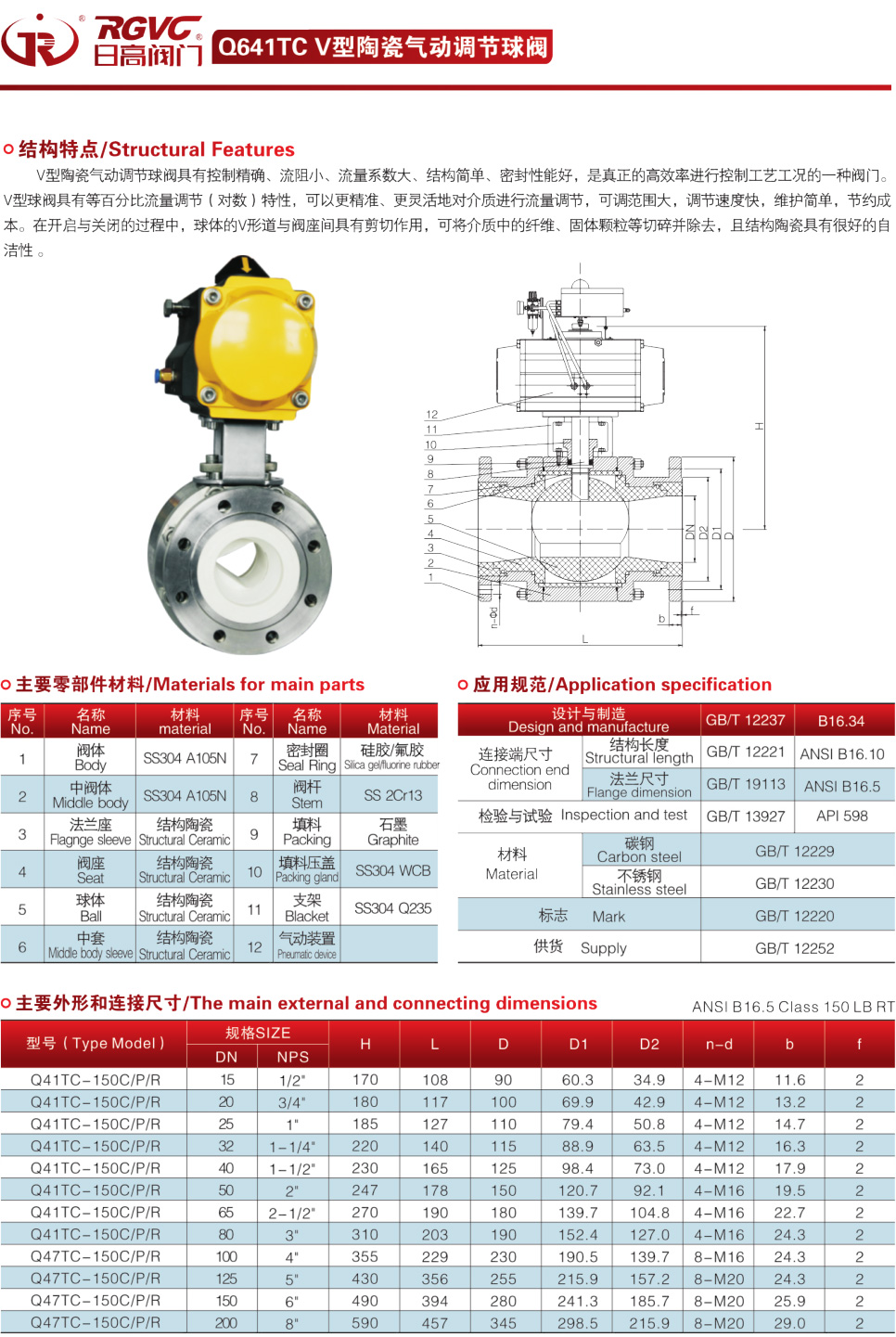 Q641TC V型陶瓷气动调节球阀