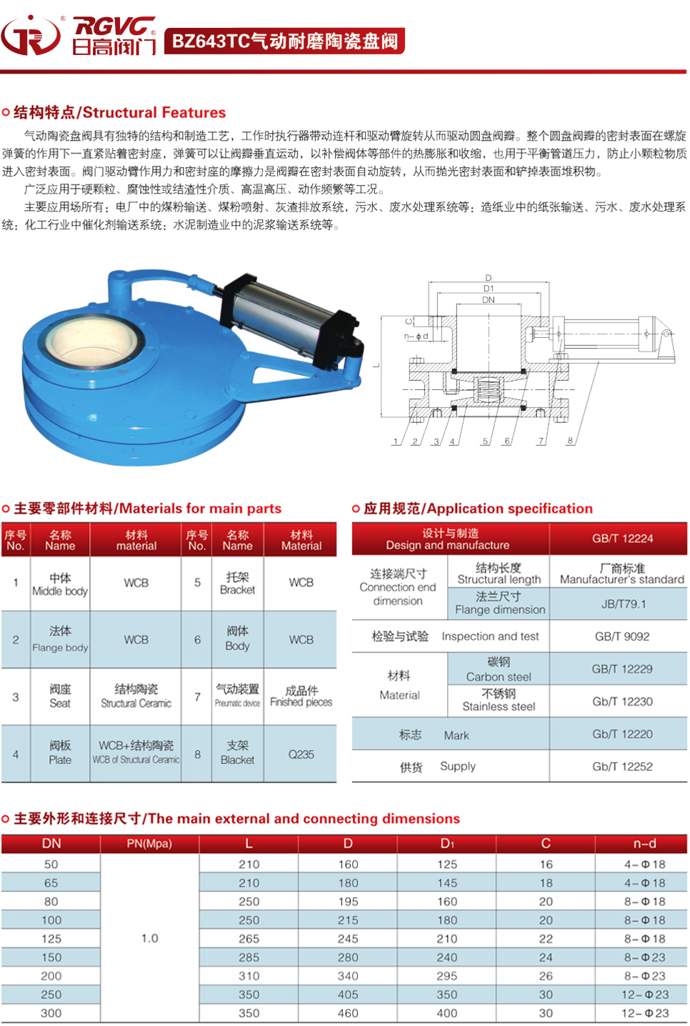 BZ643TC气动耐磨陶瓷盘阀