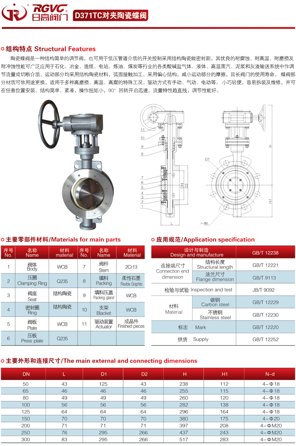 D371TC对夹陶瓷蝶阀